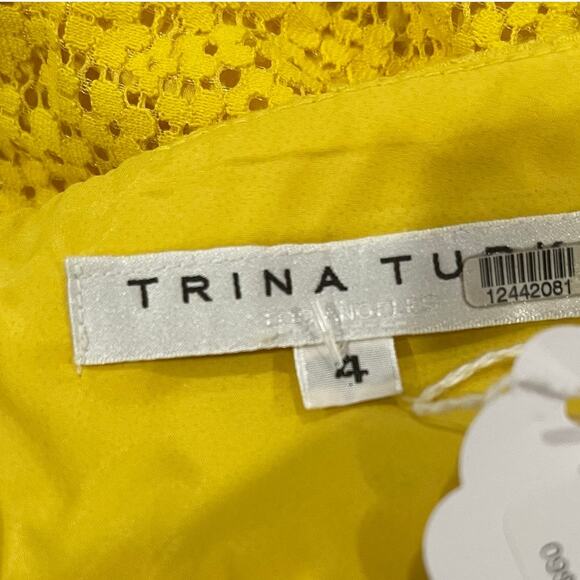 Trina Turk Bright Lace Twist Bust Dress in Yellow Size 4 - Picture 8 of 8